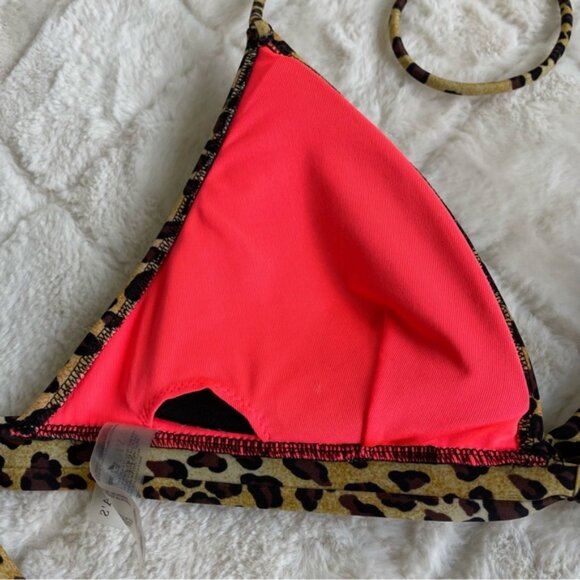 Victoria's Secret | Cheetah Print Front Tie Triangle Bikini Top | Size Large - Picture 6 of 11